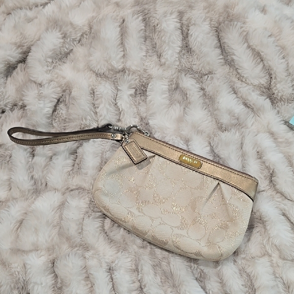 Coach Gold and Cream Wristlet - Picture 3 of 6